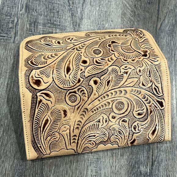 NEW Western handmade leather Elegant Tan Embossed Women's wallet - Picture 11 of 11